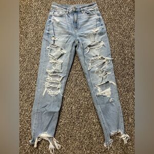 American Eagle Outfitters Ripped Light Blue Boyfriend Jeans